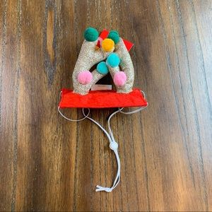Wondershop Target Pet Dog Antler Hat Gold Glitter Pom Pom S/M - L/XL